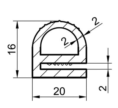 Е-подібний силікон для пекарень та печей 20х16 мм