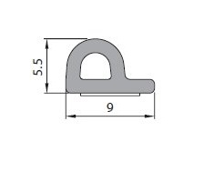 Уплотнитель для дверей d 9х5,5