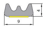 Резиновый уплотнитель самоклеющийся 9х4мм