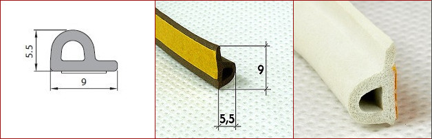 Уплотнитель самоклеющийся d 9х5,5мм