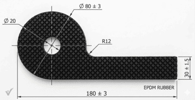 Ущільнювач гумовий EPDM для дамб та ГЕС 180 мм